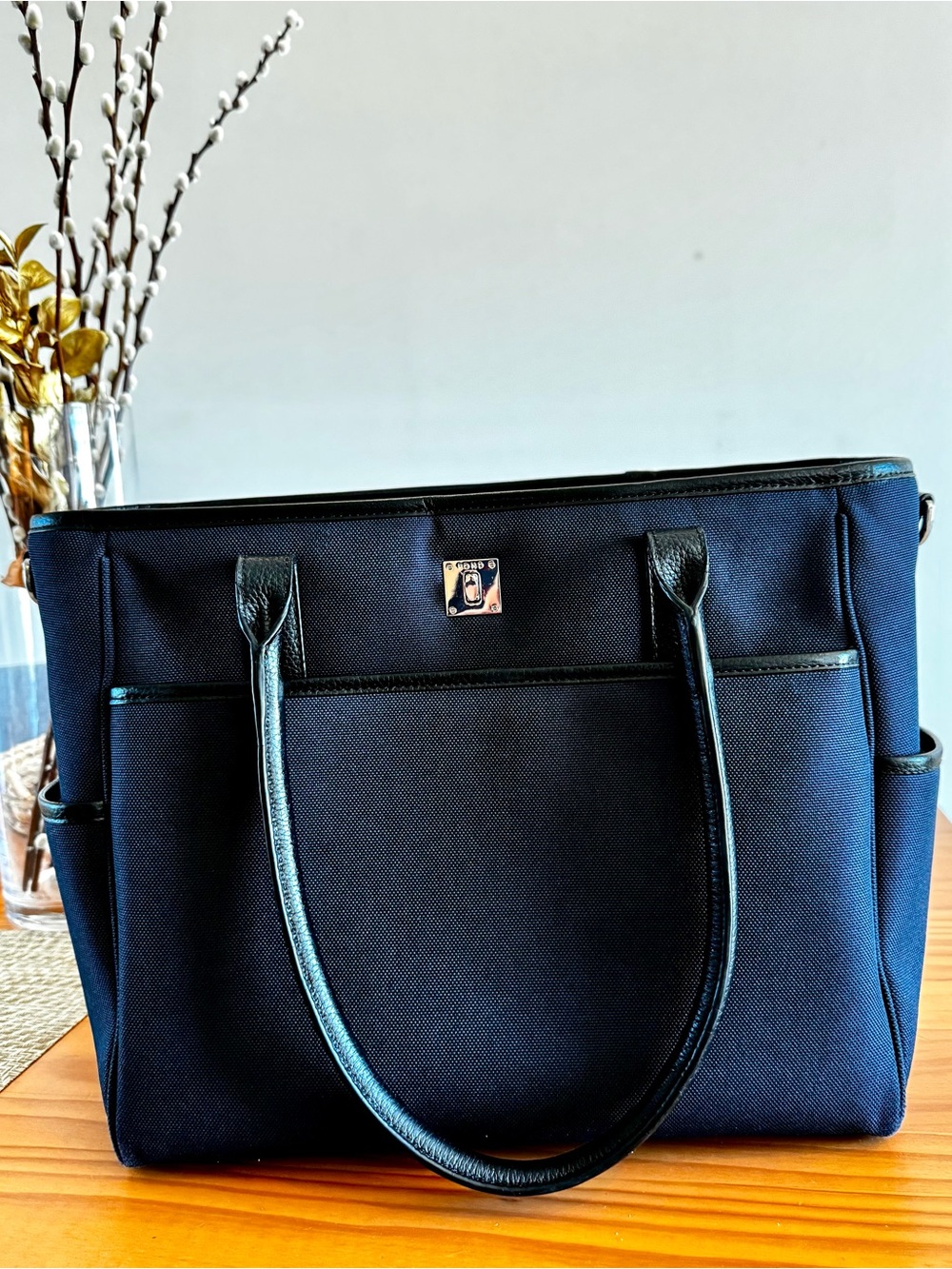 Pond LA Transform Tote Air Convertible laptop backpack bag navy canvas leather